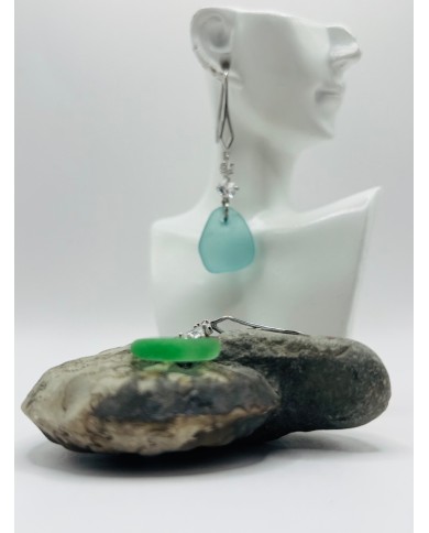 PENDIENTES ARTESANOS DE CRISTAL MARINO