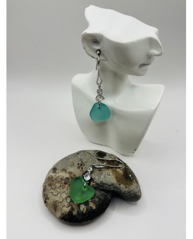 PENDIENTES ARTESANOS DE CRISTAL MARINO
