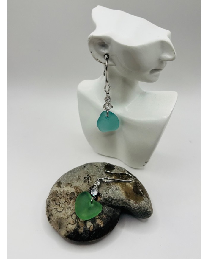 PENDIENTES ARTESANOS DE CRISTAL MARINO