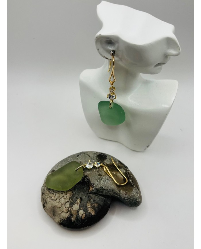 PENDIENTES ARTESANOS DE CRISTAL MARINO