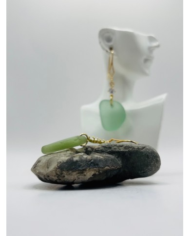 PENDIENTES ARTESANOS DE CRISTAL MARINO