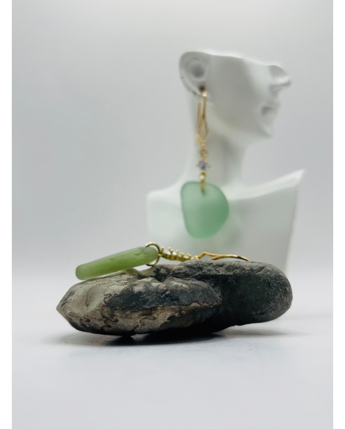 PENDIENTES ARTESANOS DE CRISTAL MARINO