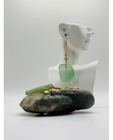 PENDIENTES ARTESANOS DE CRISTAL MARINO