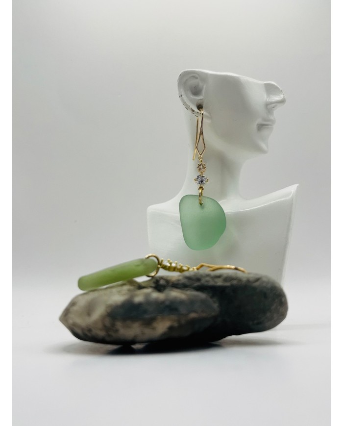 PENDIENTES ARTESANOS DE CRISTAL MARINO