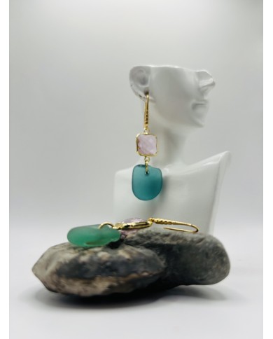 PENDIENTES ARTESANOS DE CRISTAL MARINO