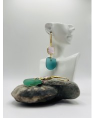 PENDIENTES ARTESANOS DE CRISTAL MARINO