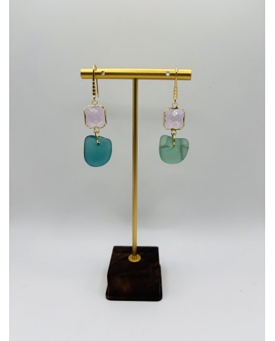 PENDIENTES ARTESANOS DE CRISTAL MARINO