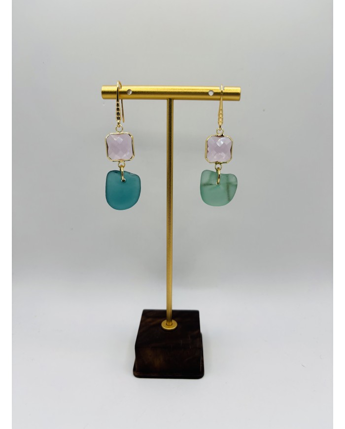 PENDIENTES ARTESANOS DE CRISTAL MARINO