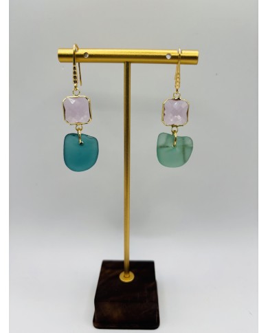 PENDIENTES ARTESANOS DE CRISTAL MARINO