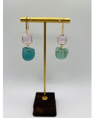 PENDIENTES ARTESANOS DE CRISTAL MARINO