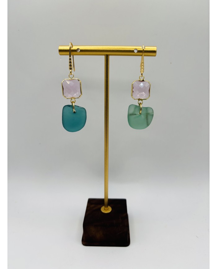 PENDIENTES ARTESANOS DE CRISTAL MARINO