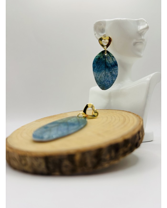PENDIENTES ARTESANOS DE HOJA NATURAL ESQUELETIZADA