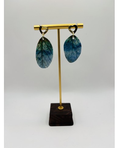 PENDIENTES ARTESANOS DE HOJA NATURAL ESQUELETIZADA