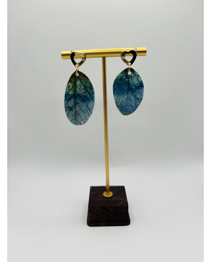 PENDIENTES ARTESANOS DE HOJA NATURAL ESQUELETIZADA