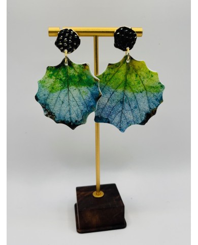 PENDIENTES ARTESANOS DE HOJA NATURAL ESQUELETIZADA