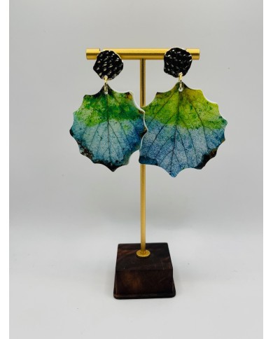 PENDIENTES ARTESANOS DE HOJA NATURAL ESQUELETIZADA