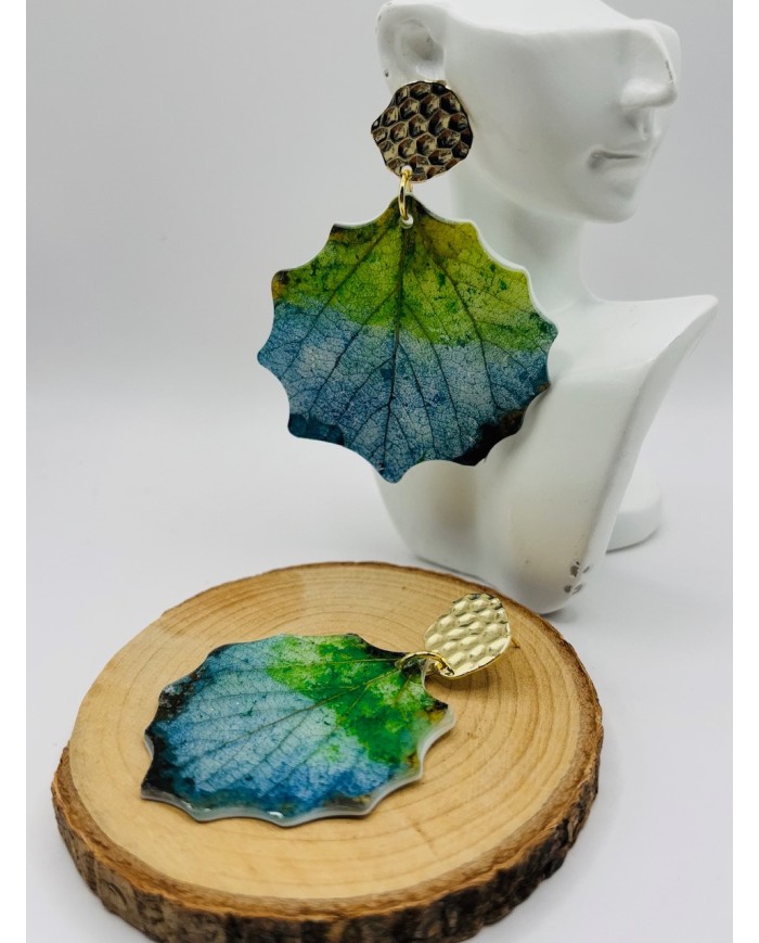 PENDIENTES ARTESANOS DE HOJA NATURAL ESQUELETIZADA