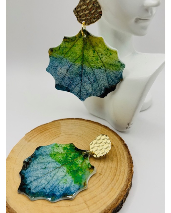 PENDIENTES ARTESANOS DE HOJA NATURAL ESQUELETIZADA