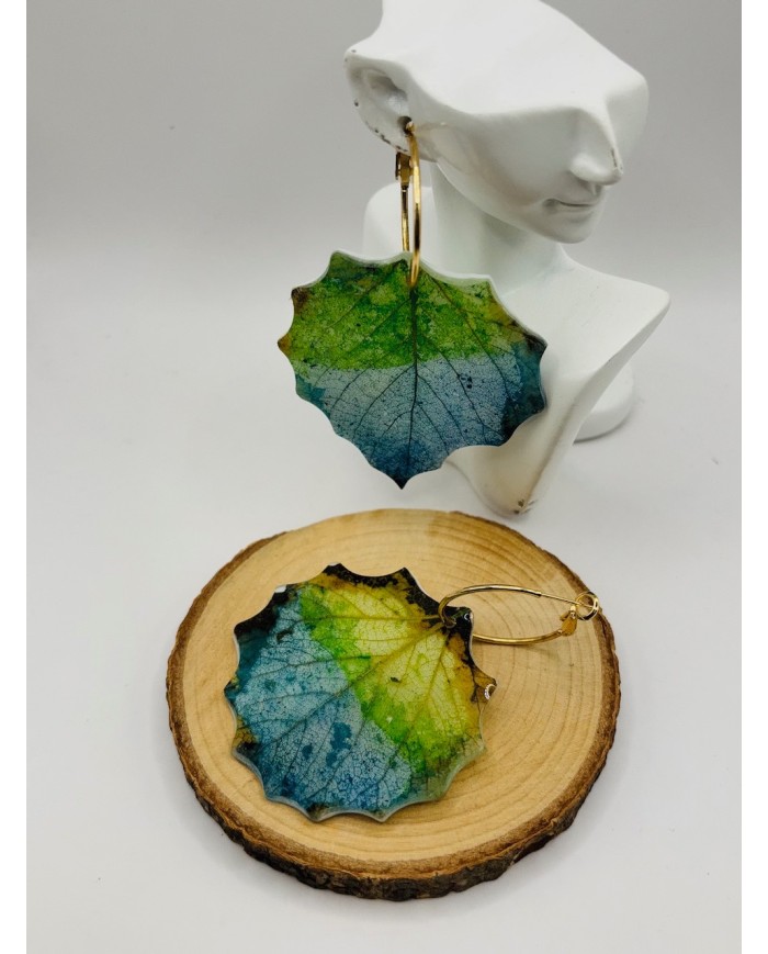 PENDIENTES ARTESANOS DE HOJA NATURAL ESQUELETIZADA