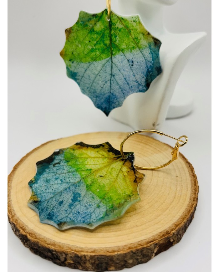 PENDIENTES ARTESANOS DE HOJA NATURAL ESQUELETIZADA