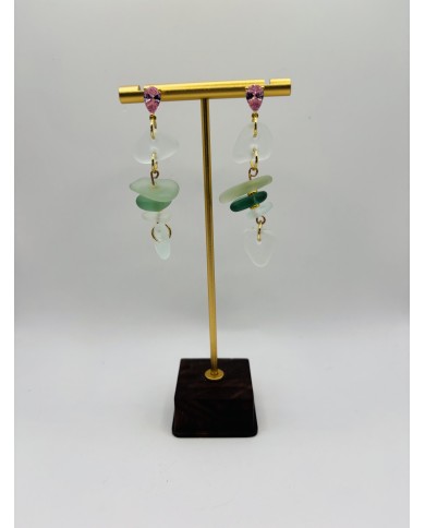 PENDIENTES ARTESANOS DE CRISTAL MARINO