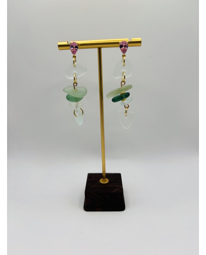 PENDIENTES ARTESANOS DE CRISTAL MARINO