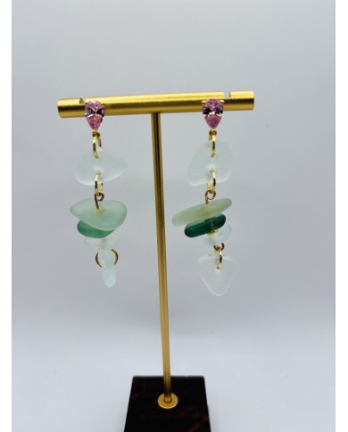 PENDIENTES ARTESANOS DE CRISTAL MARINO