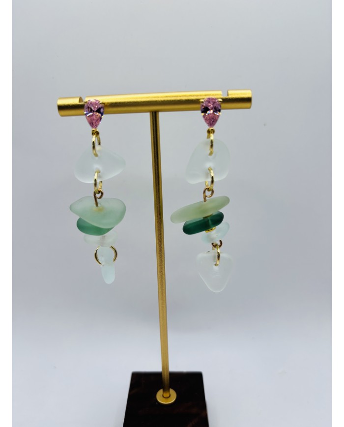 PENDIENTES ARTESANOS DE CRISTAL MARINO