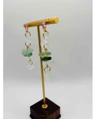 PENDIENTES ARTESANOS DE CRISTAL MARINO