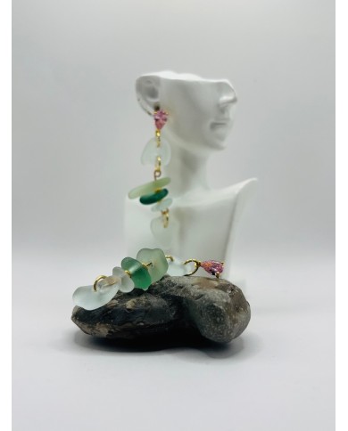 PENDIENTES ARTESANOS DE CRISTAL MARINO
