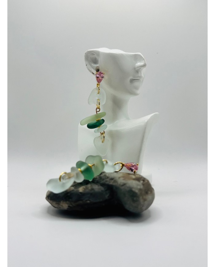 PENDIENTES ARTESANOS DE CRISTAL MARINO