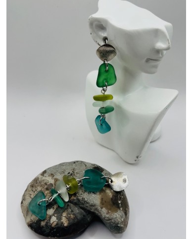 PENDIENTES ARTESANOS DE CRISTAL MARINO