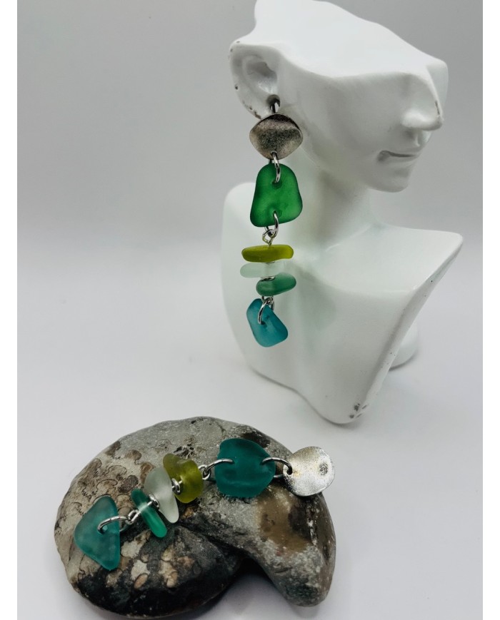PENDIENTES ARTESANOS DE CRISTAL MARINO