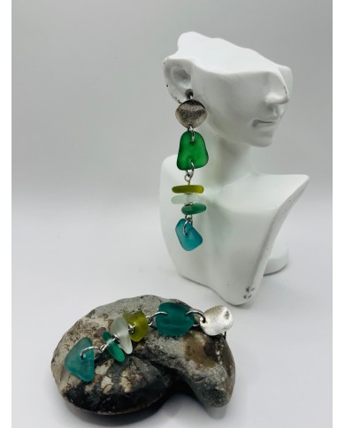 PENDIENTES ARTESANOS DE CRISTAL MARINO