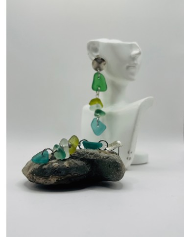 PENDIENTES ARTESANOS DE CRISTAL MARINO