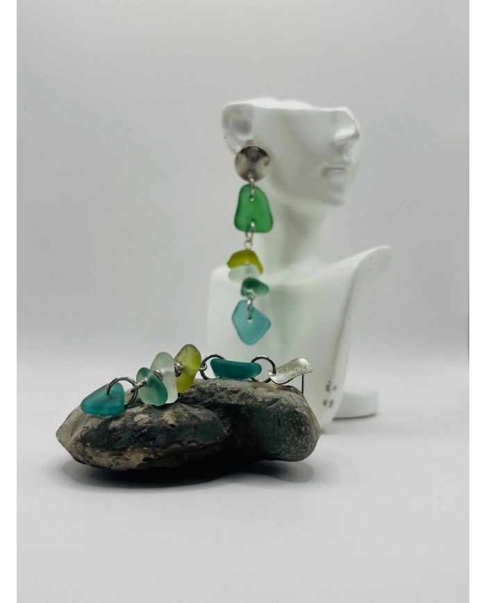 PENDIENTES ARTESANOS DE CRISTAL MARINO