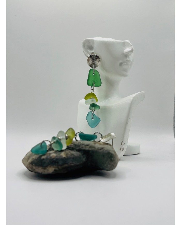 PENDIENTES ARTESANOS DE CRISTAL MARINO