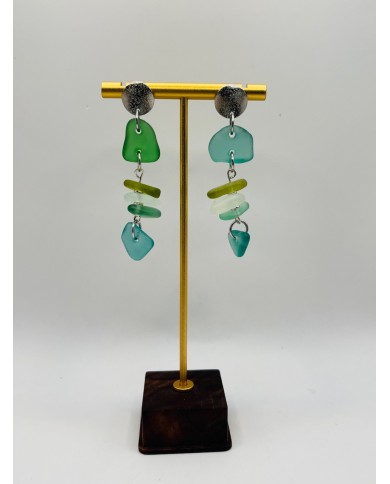 PENDIENTES ARTESANOS DE CRISTAL MARINO
