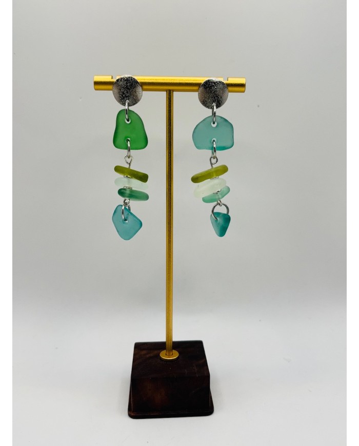 PENDIENTES ARTESANOS DE CRISTAL MARINO