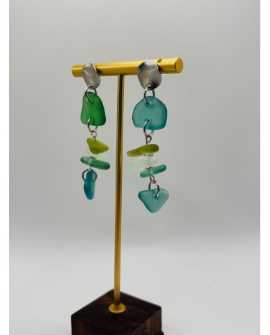 PENDIENTES ARTESANOS DE CRISTAL MARINO