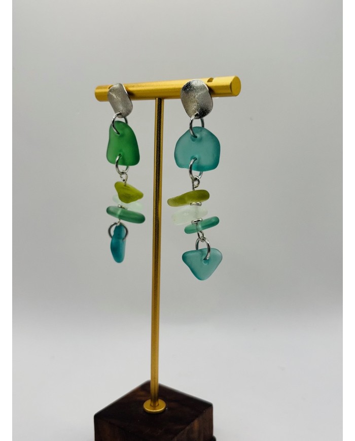 PENDIENTES ARTESANOS DE CRISTAL MARINO