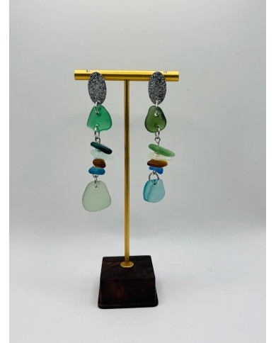 PENDIENTES DE CRISTAL MARINO  ARTESANOS