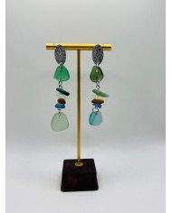 PENDIENTES ARTESANOS DE CRISTAL  MARINO