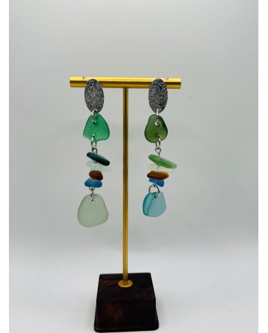 PENDIENTES DE CRISTAL MARINO  ARTESANOS