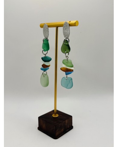 PENDIENTES DE CRISTAL MARINO  ARTESANOS
