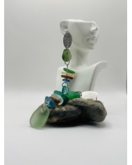 PENDIENTES DE CRISTAL MARINO  ARTESANOS