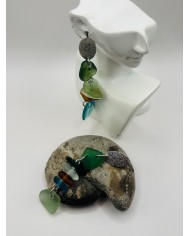 PENDIENTES DE CRISTAL MARINO  ARTESANOS