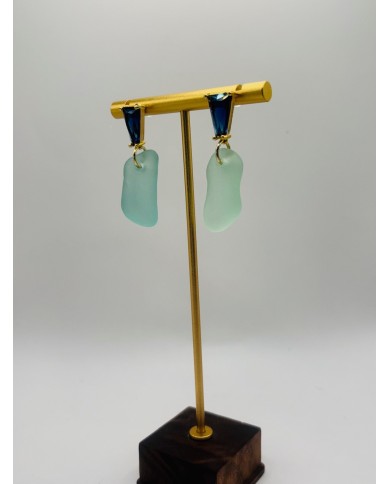PENDIENTES ARTESANOS DE CRISTAL MARINO