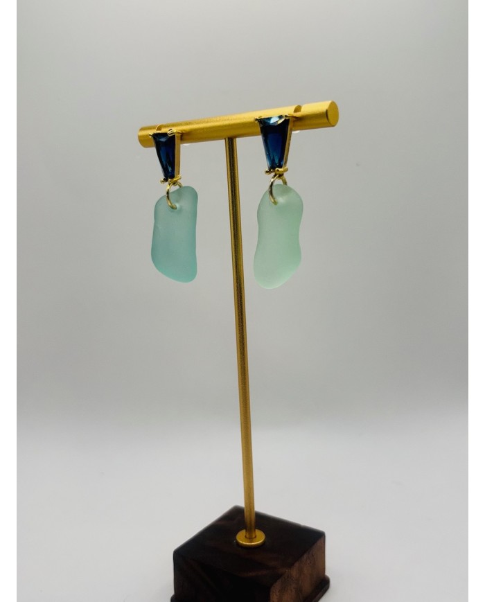 PENDIENTES ARTESANOS DE CRISTAL MARINO