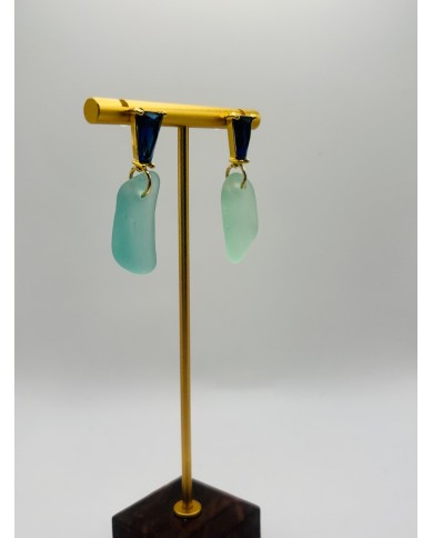 PENDIENTES ARTESANOS DE CRISTAL MARINO
